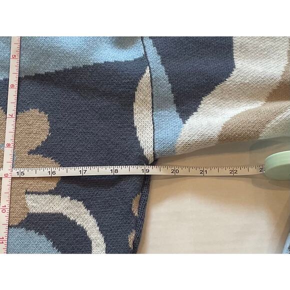 Hollister Cotton Blend Blue Cropped Cardigan, Mushrooms, Flowers, Size S - Picture 12 of 14